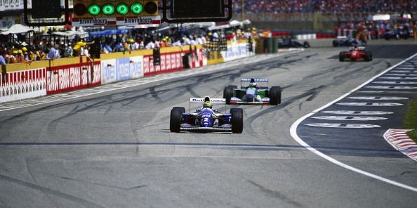 Ayrton Senna leads the 1994 San Marino Grand Prix.
