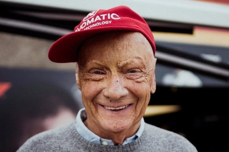 Niki Lauda in his infamous red cap.