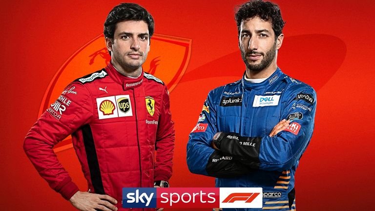 Carlos Sainz and Daniel Ricciardo in their new team overalls.