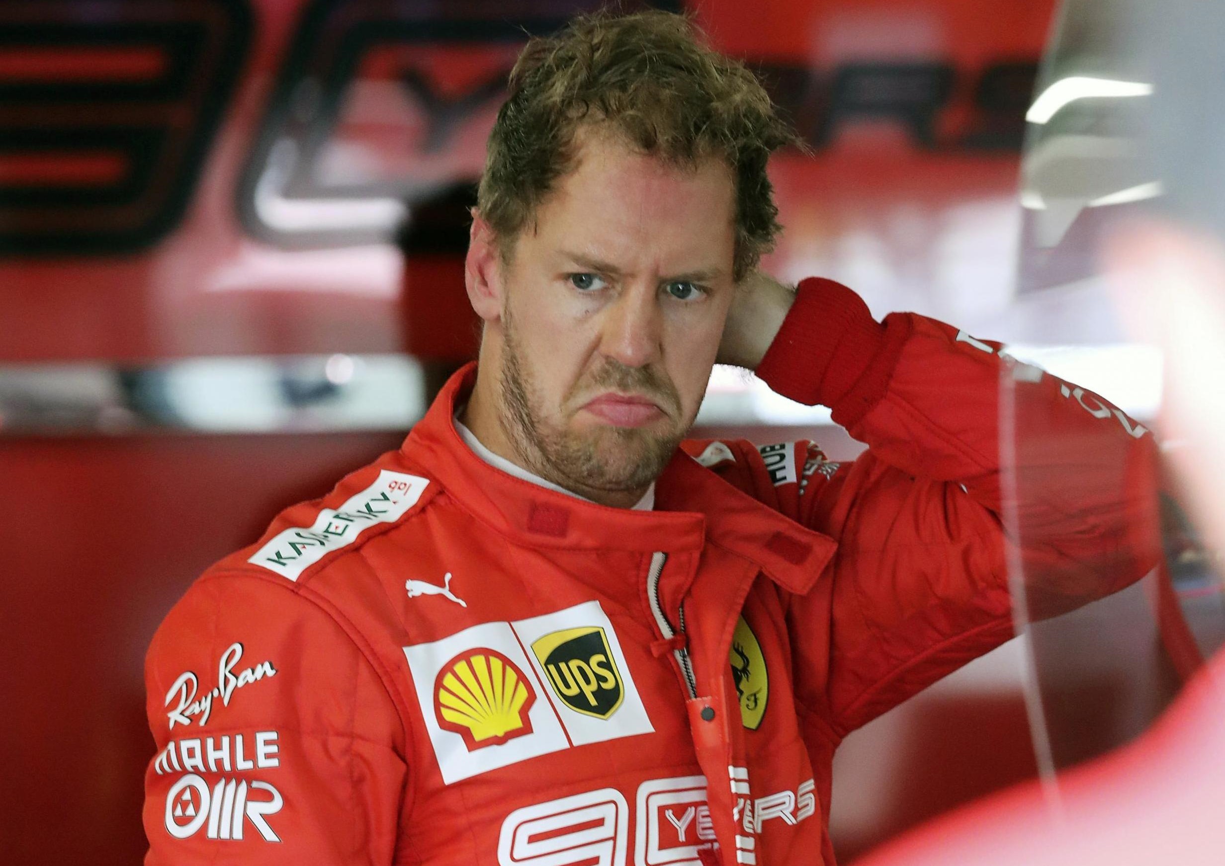 An unhappy Sebastian Vettel. 