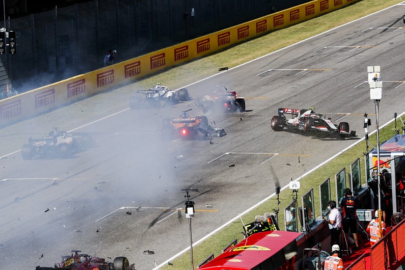 A massive crash at the Tuscan Grand Prix.