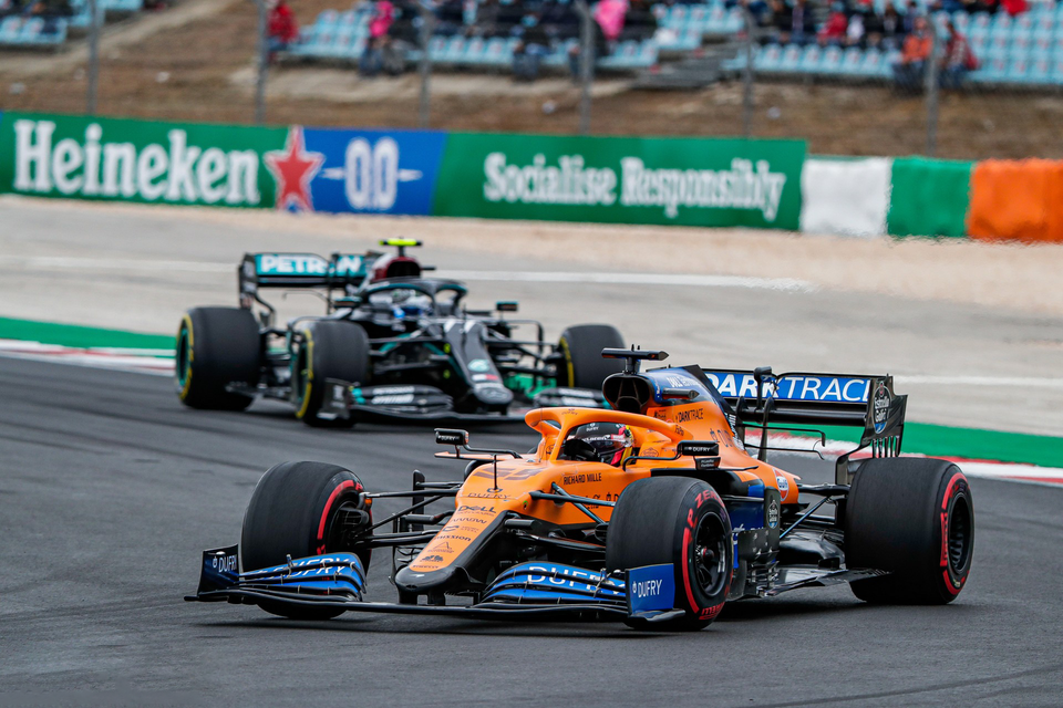 Carlos Sainz and Valtteri Bottas at the Portuguese Grand Prix.