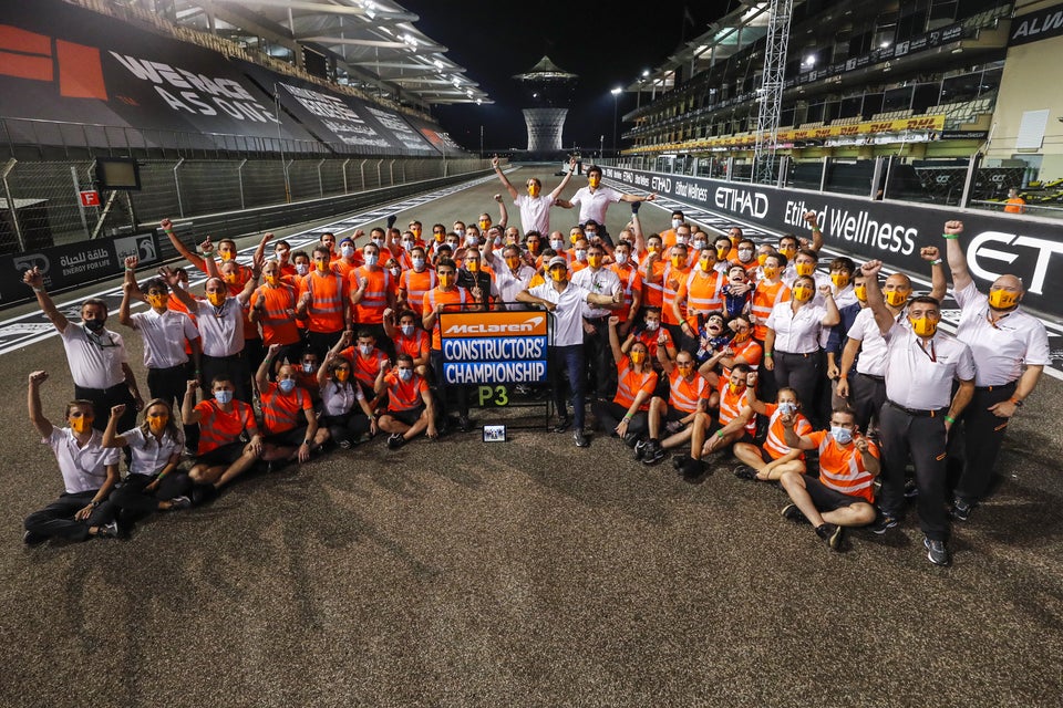 McLaren celebrate third place in the Constructors' Championship.