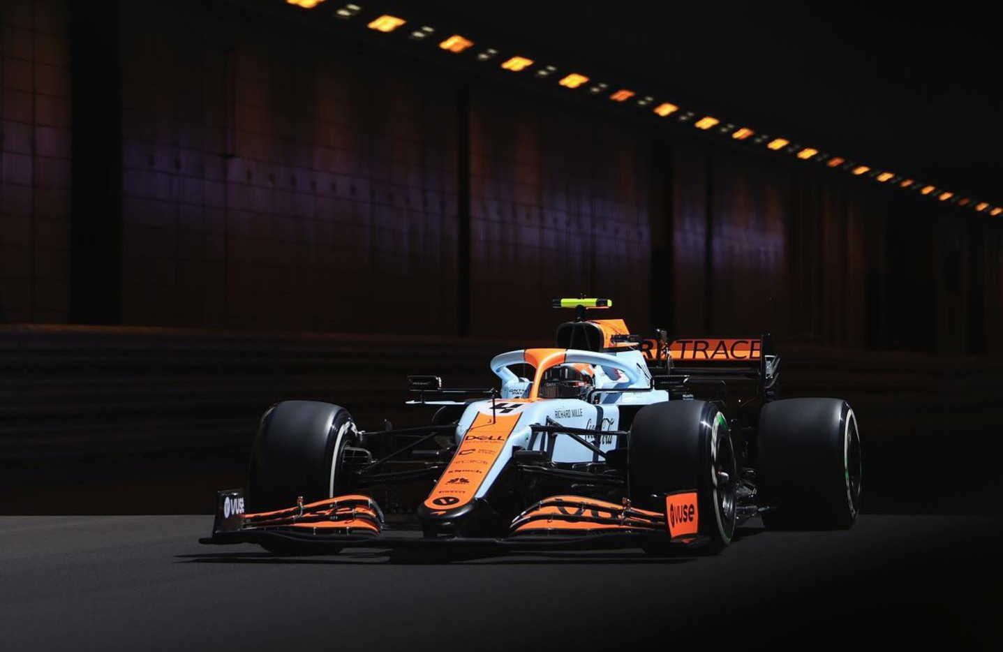 Lando Norris in the one-off McLaren Gulf livery.