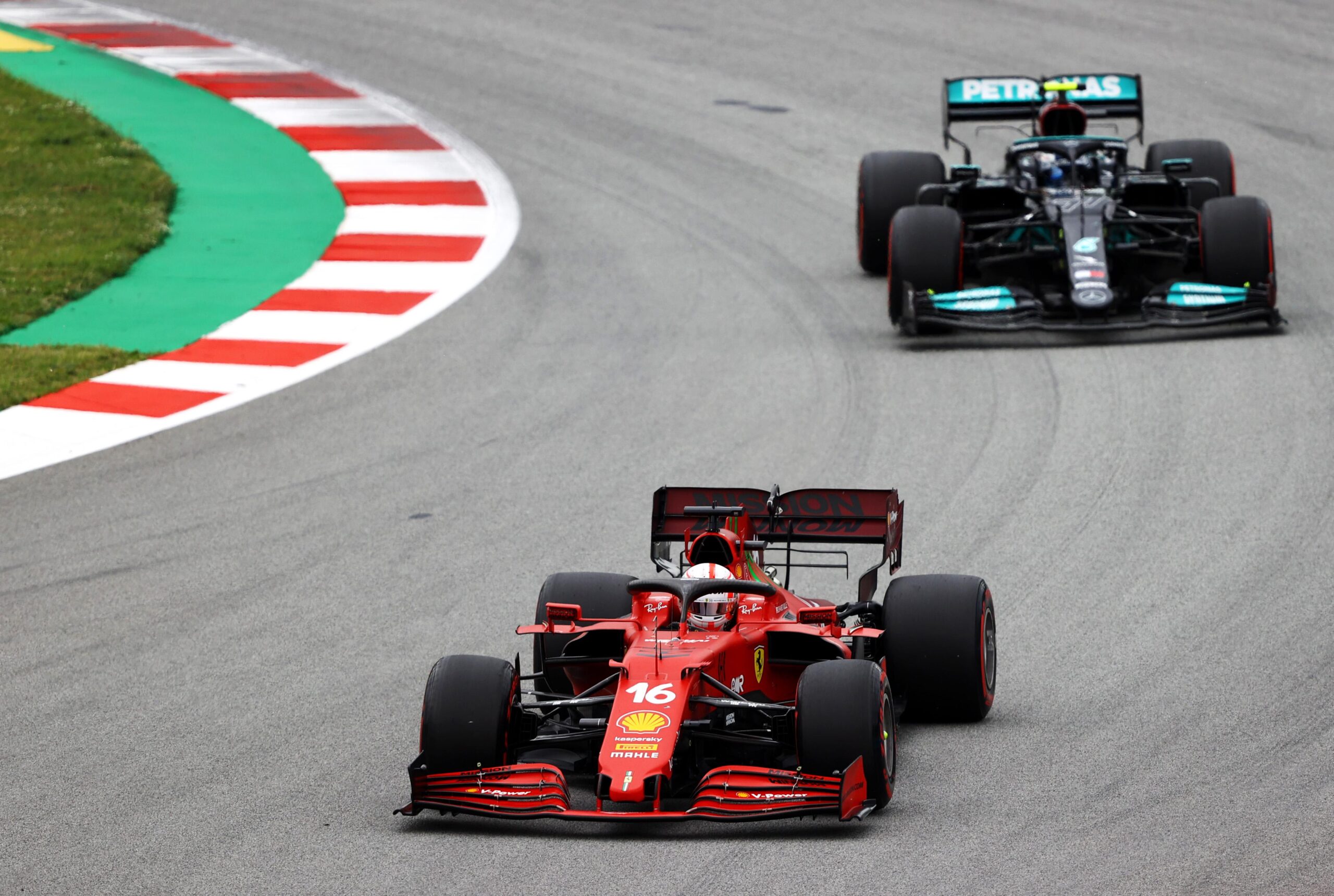 Charles Leclerc and Valtteri Bottas at the Spanish Grand Prix.