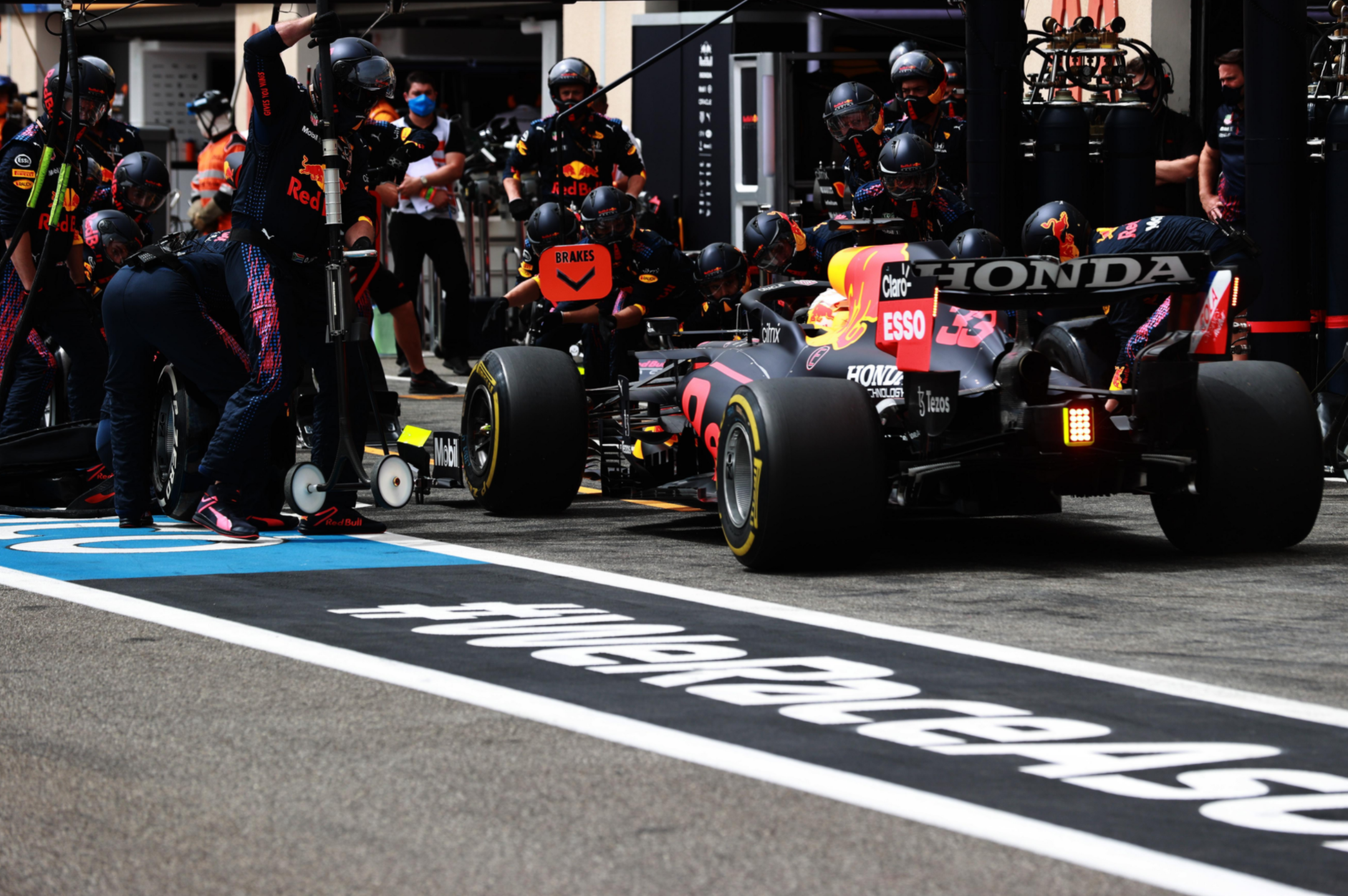 Max Verstappen entering the pits.