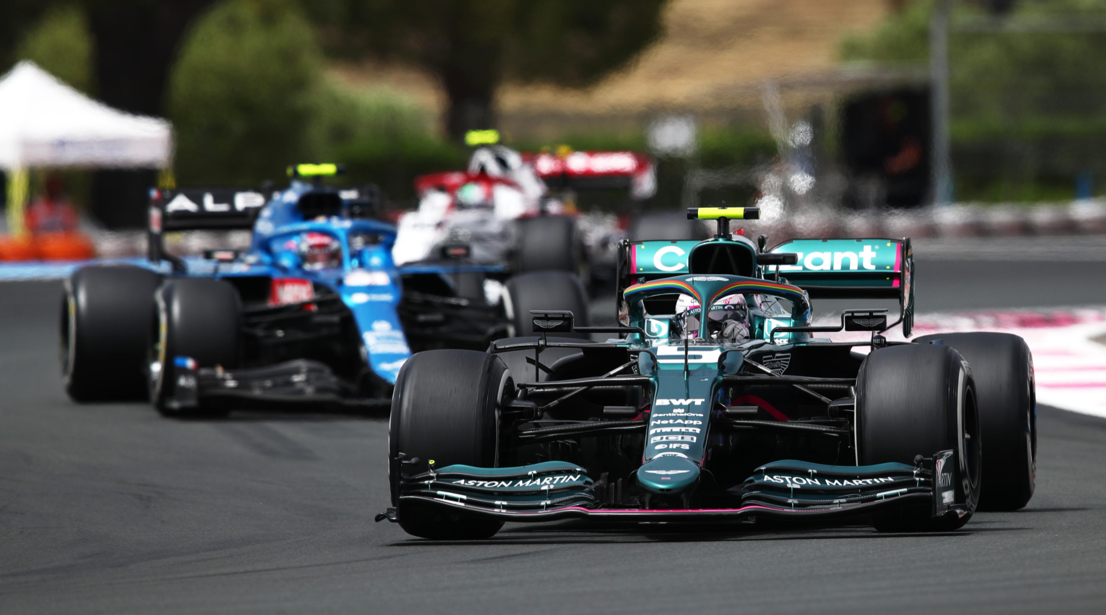 Sebastian Vettel, Esteban Ocon and Antonio Giovinazzi at the French Grand Prix.