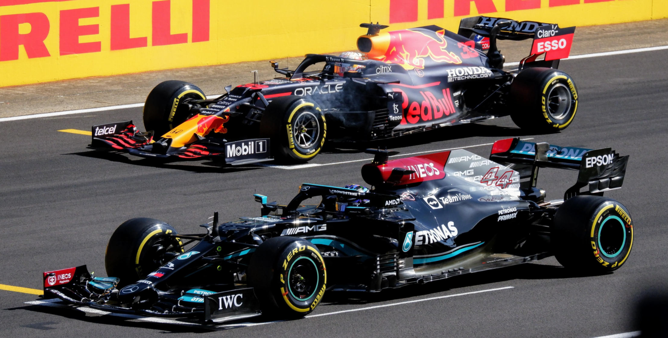 Lewis Hamilton and Max Verstappen on the grid for the Sprint.