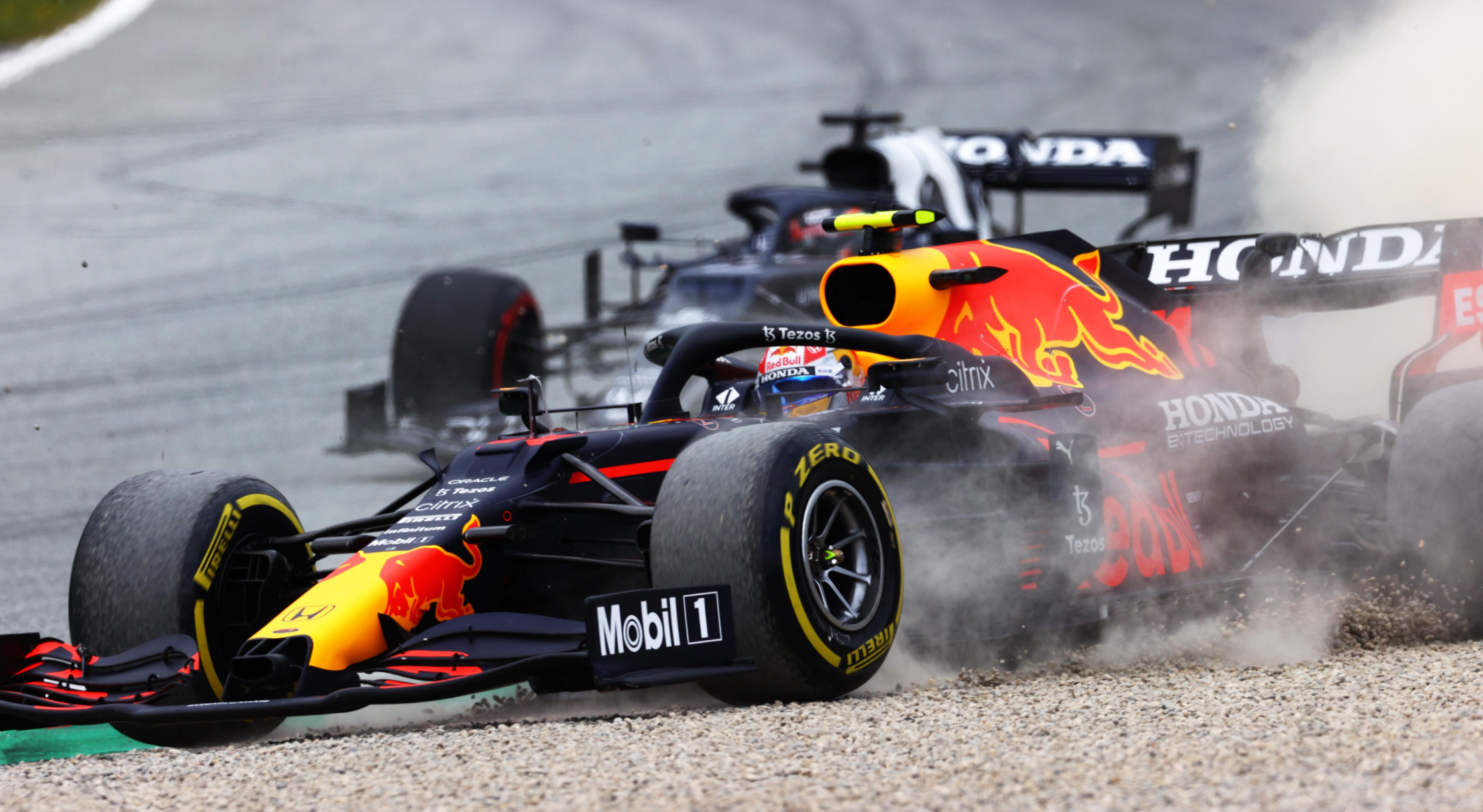 Sergio Pérez in the gravel.